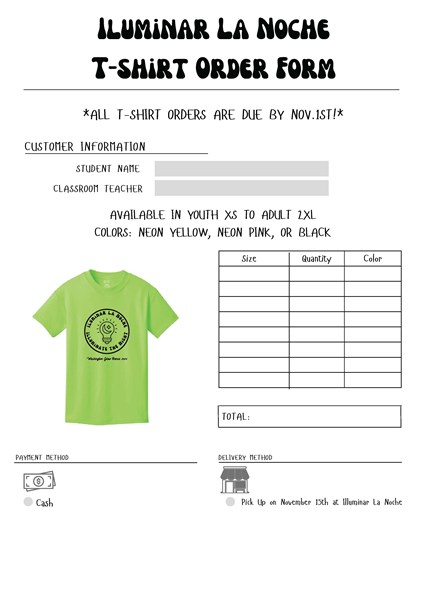 Illuminar_la_Noche_T-Shirt_Order_Form_English